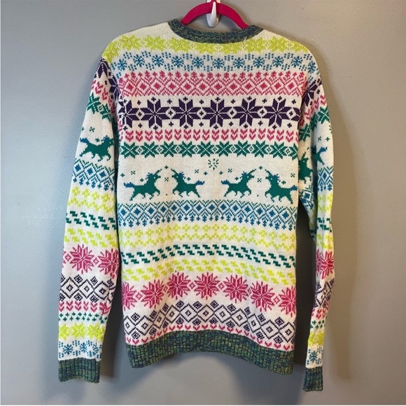 Blizzard Bay Ugly Christmas Sweater Unisex Women’s Unicorn Knit M EUC Lisa Frank - Picture 5 of 6